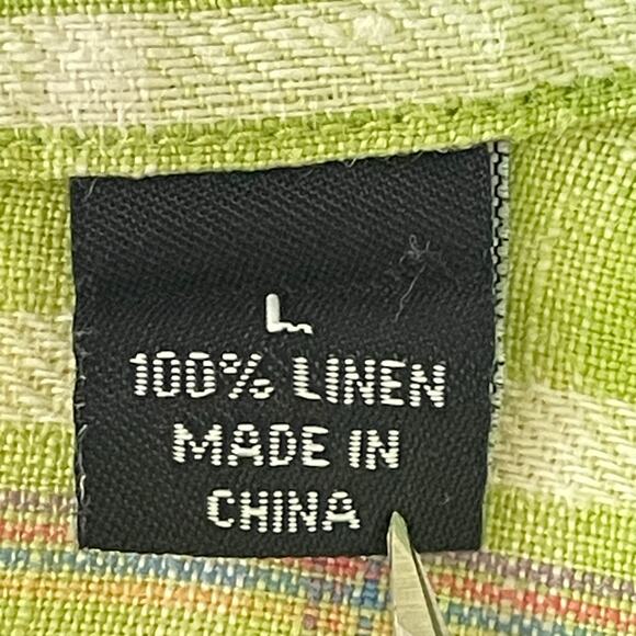 Indigo Palms Denim Company 100% Linen Yellow Plaid Button Down Shirt Mens LG - Picture 9 of 11